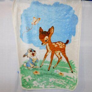 VTG Disney Baby Bambi Deer Thumper Toddler Crib Fleece Plush Blanket 31" x 42"